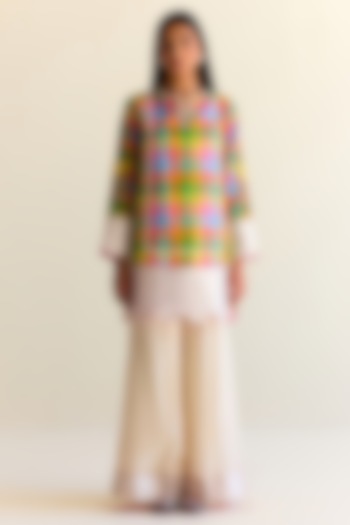 Multi-Colored Handwoven Pachranga Organza Kurta Set by Ohfab by Aanchal & Akshita at Pernia's Pop Up Shop