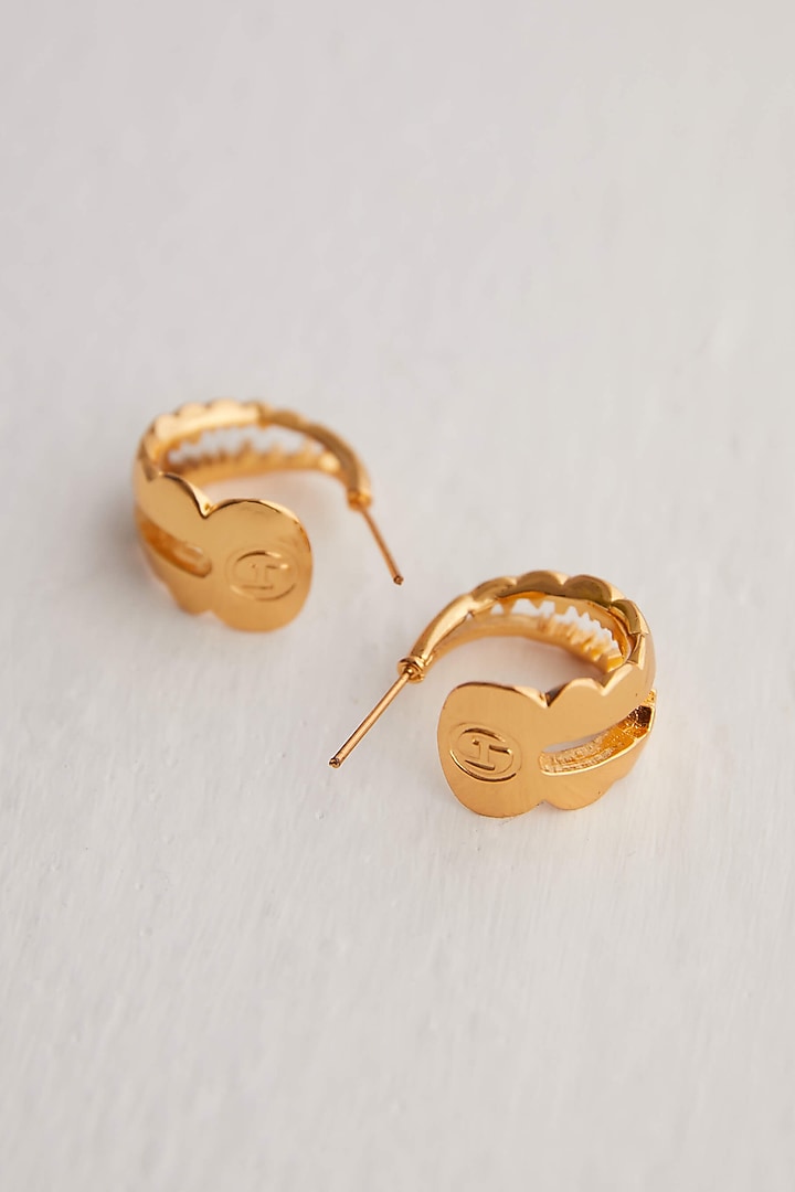 Gold Finish Scalloped Hoop Earrings by Outhouse at Pernia's Pop Up Shop