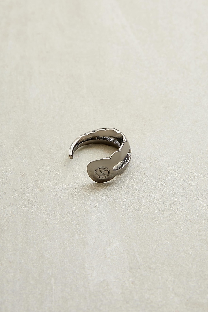 Rhodium Finish Scalloped Ring by Outhouse