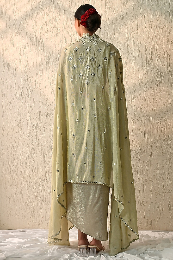 Gold Silk Lycra Georgette Skirt Set by OHH CROW INDIA at Pernia's Pop Up Shop