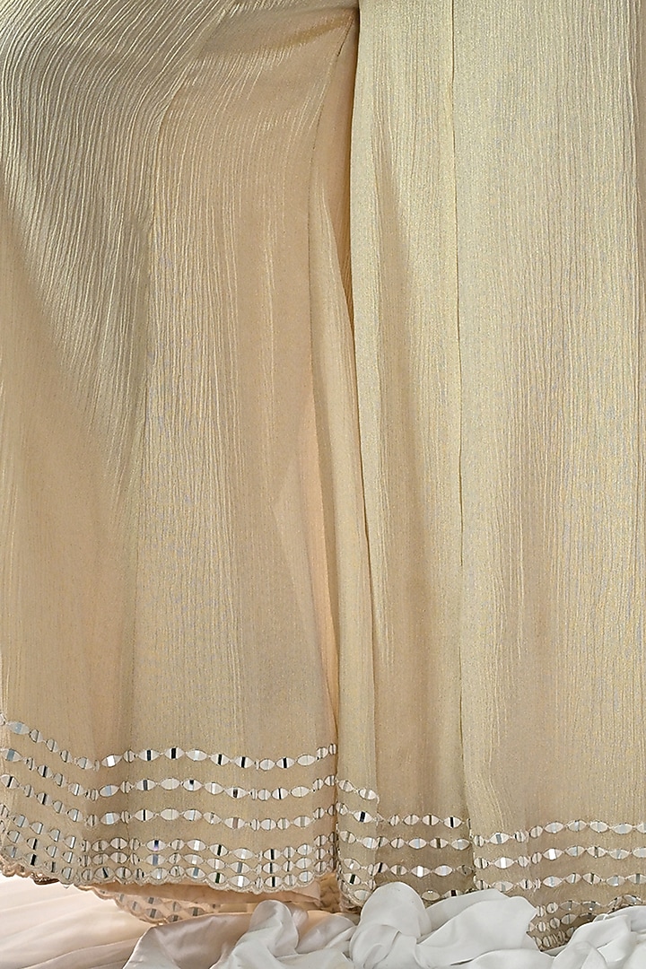 Vanilla Ice Chanderi Silk Mirror Hand Embroidered Kurta Set by OHH CROW INDIA at Pernia's Pop Up Shop