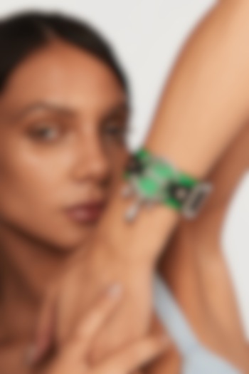 Black Rhodium Finish Bracelet Set In Brass by Outhouse at Pernia's Pop Up Shop