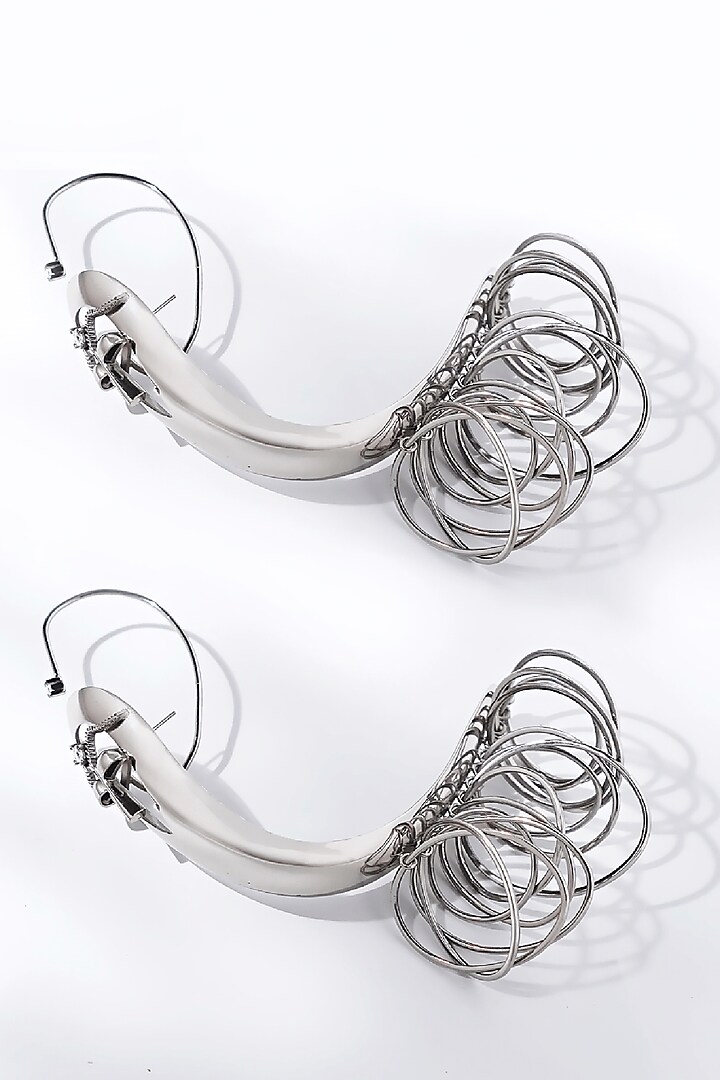 Silver Plated Motif Half-Hoop Earrings by Outhouse