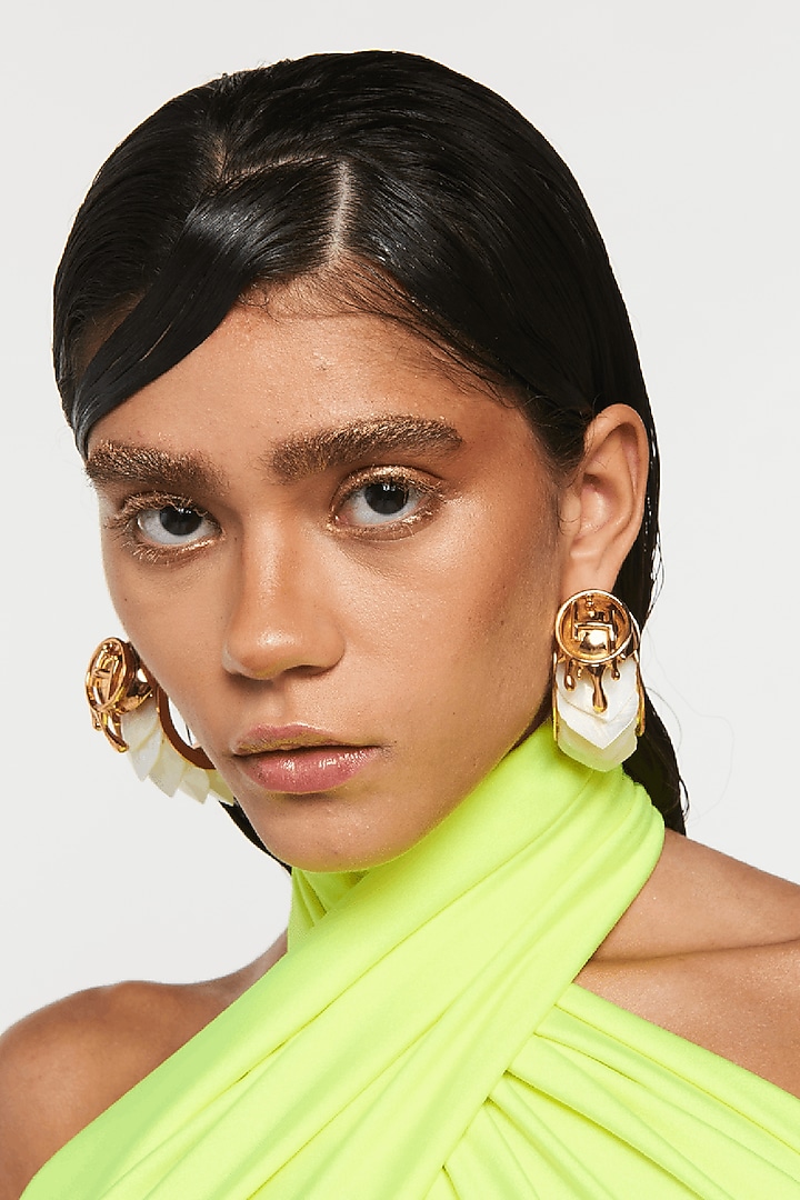 Gold Plated Half-Hoop Earrings by Outhouse at Pernia's Pop Up Shop