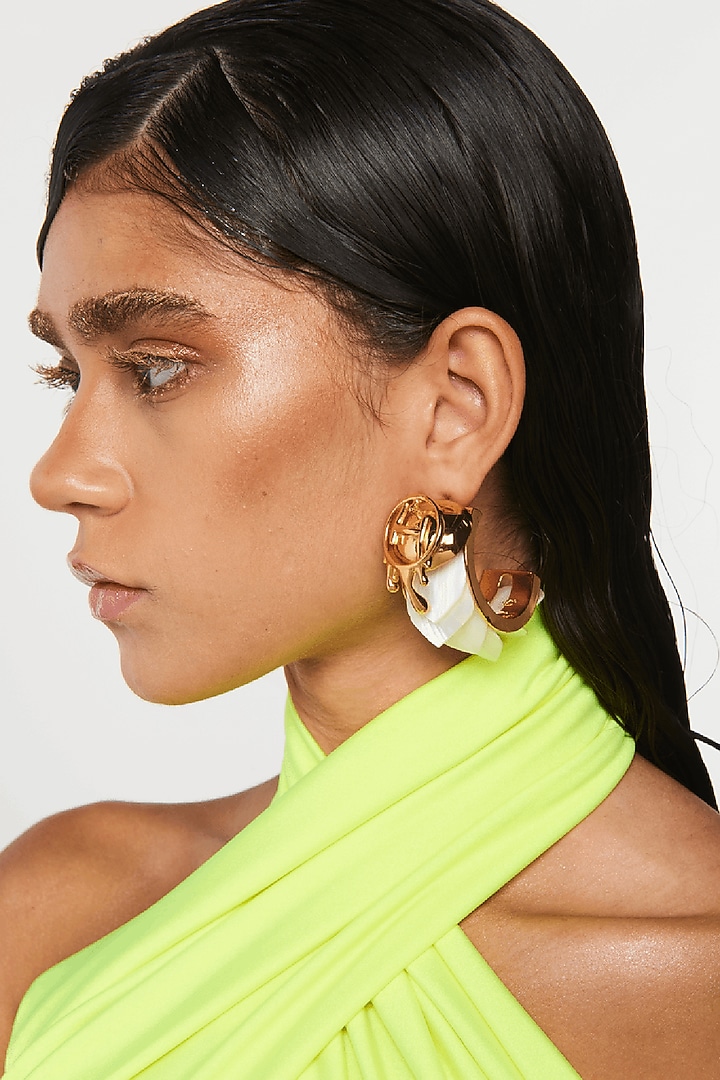 Gold Plated Half-Hoop Earrings by Outhouse at Pernia's Pop Up Shop