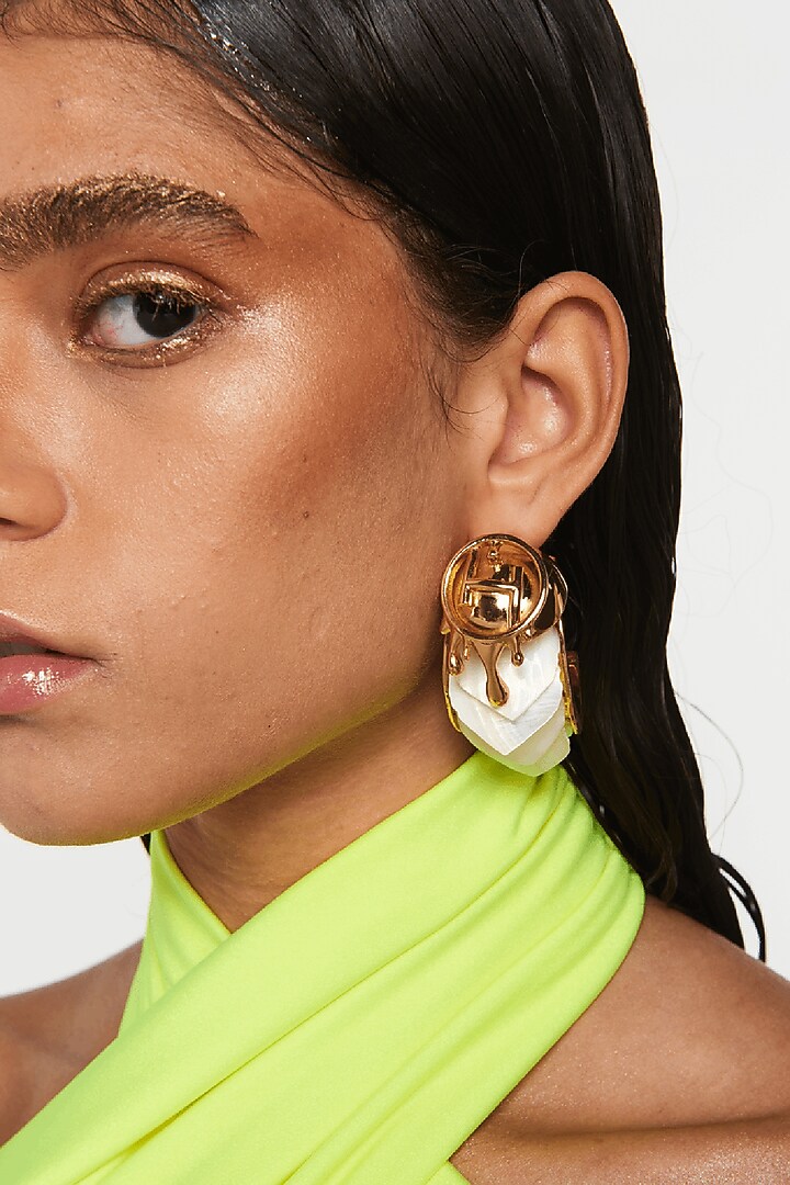Gold Plated Half-Hoop Earrings by Outhouse at Pernia's Pop Up Shop
