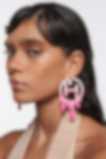 Gold Finish Enameled Earrings by Outhouse at Pernia's Pop Up Shop