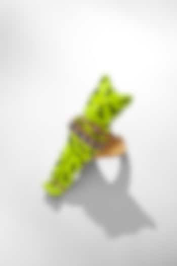 Gold Finish Electric Yellow Enameled Ring by Outhouse at Pernia's Pop Up Shop