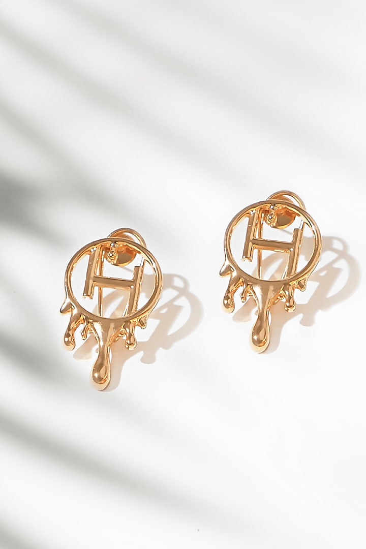 Gold Plated Handcrafted Dangler Earrings by Outhouse at Pernia's Pop Up Shop