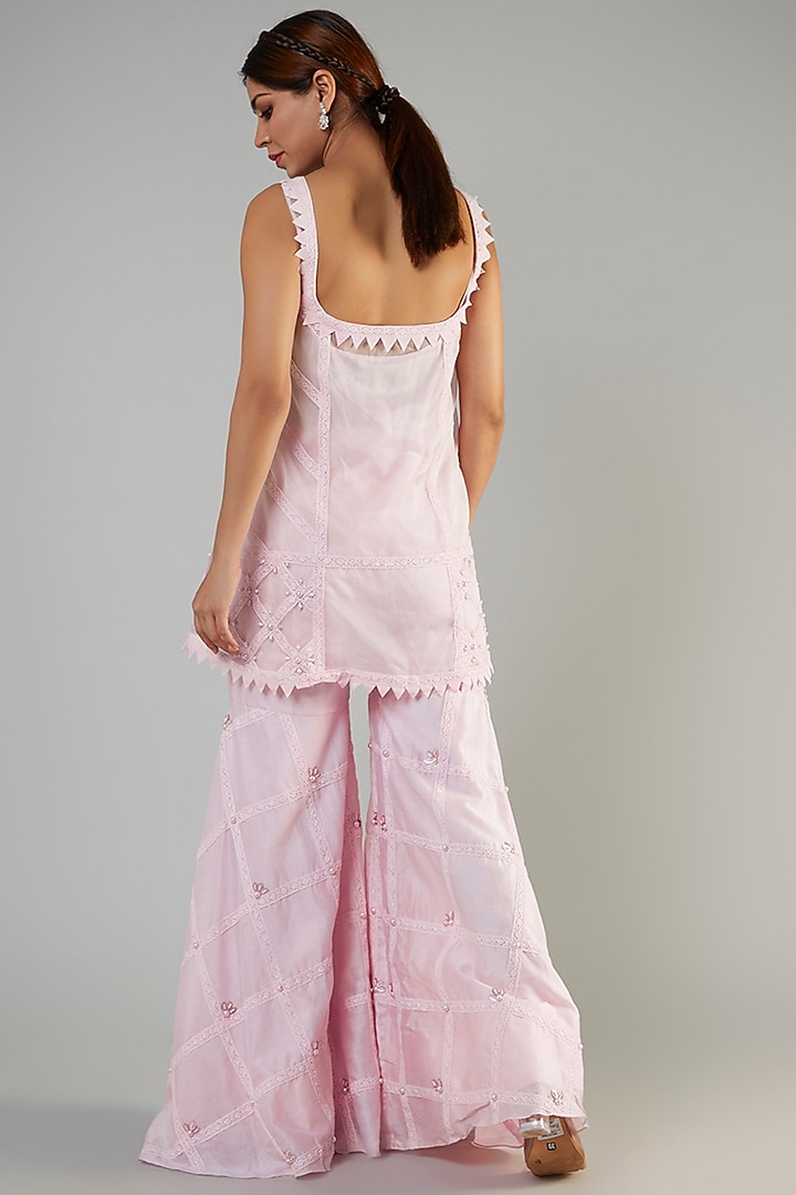 Cotton Candy Chanderi & Crepe Wedding Sharara Set by Ohaila Khan at Pernia's Pop Up Shop