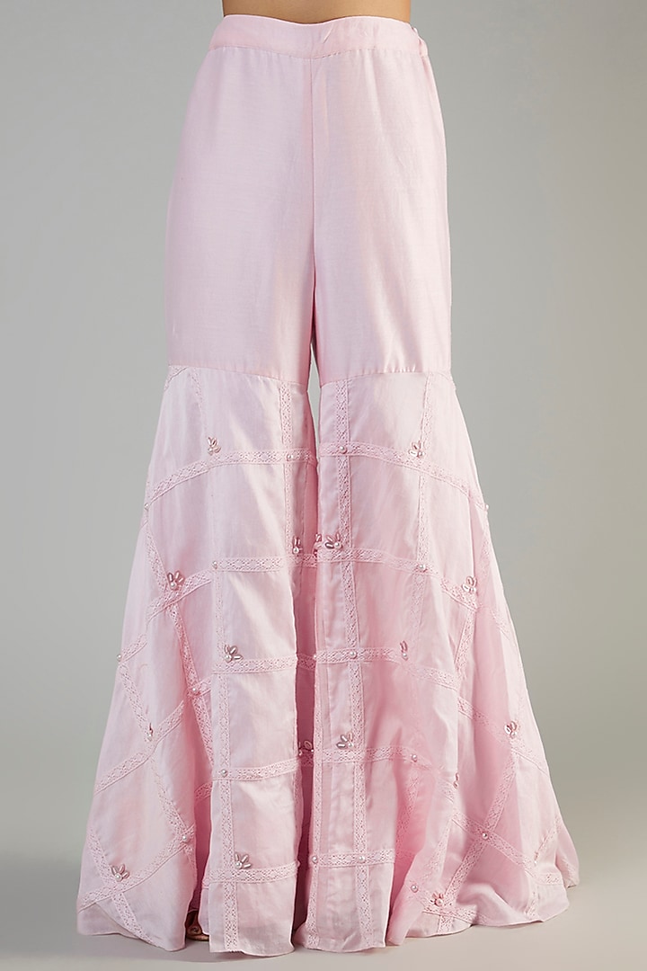 Cotton Candy Chanderi & Crepe Wedding Sharara Set by Ohaila Khan at Pernia's Pop Up Shop