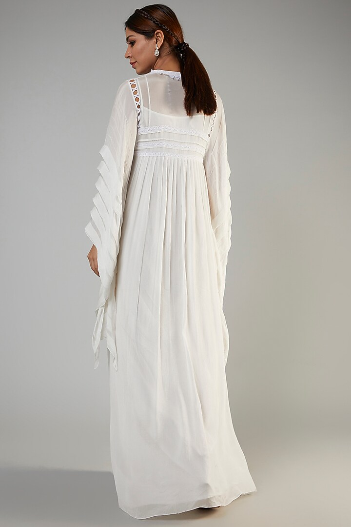 White Chiffon Kaftan by Ohaila Khan at Pernia's Pop Up Shop
