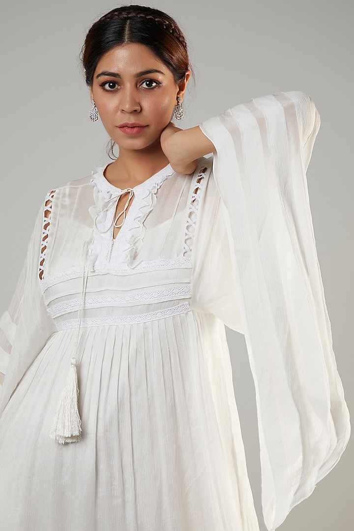 White Chiffon Kaftan by Ohaila Khan at Pernia's Pop Up Shop