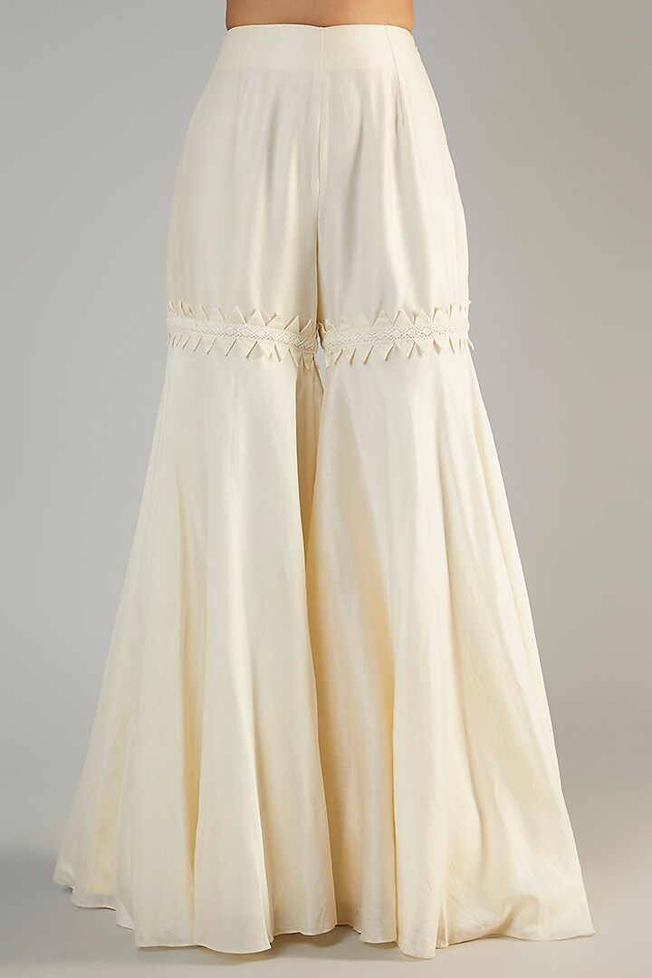 Vanilla Chanderi & Organza Embroidered Jacket Set by Ohaila Khan at Pernia's Pop Up Shop