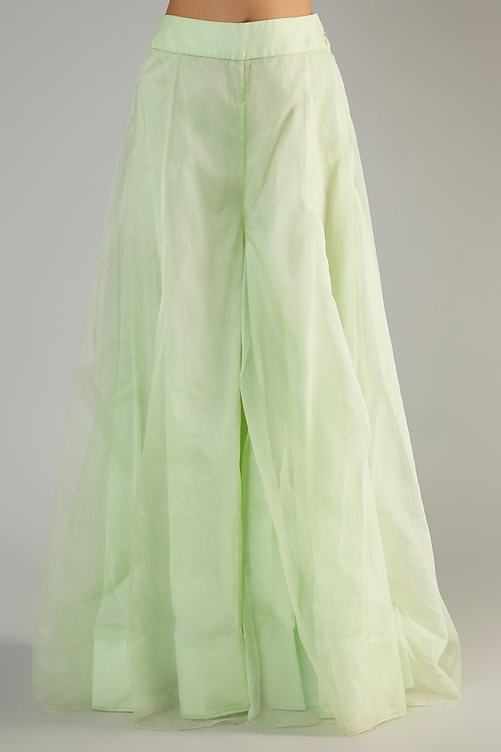 Matcha Organza & Crepe Party Wear Sharara Set by Ohaila Khan at Pernia's Pop Up Shop