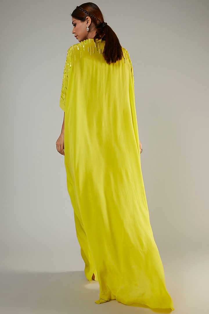 Limoncello Crepe Embroidered Kaftan by Ohaila Khan at Pernia's Pop Up Shop