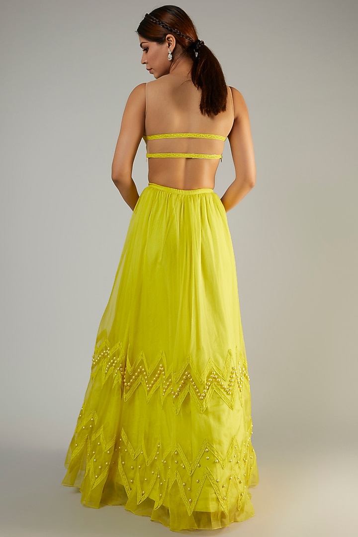Limoncello Organza & Crepe Embroidered Wedding Lehenga Set by Ohaila Khan at Pernia's Pop Up Shop
