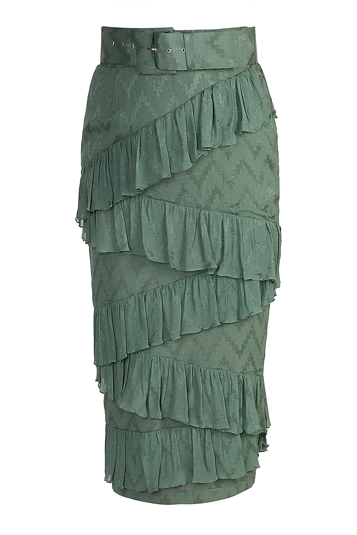 Evergreen Chevron Midi Skirt by Ohaila Khan
