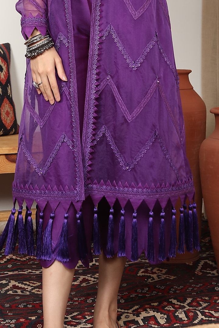 Purple Chanderi Jacket Set by Ohaila Khan at Pernia's Pop Up Shop