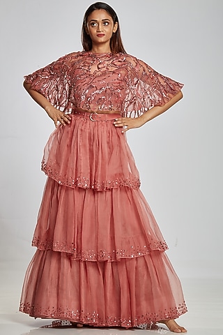 Rose Pink Cape With Inner by Ohaila Khan
