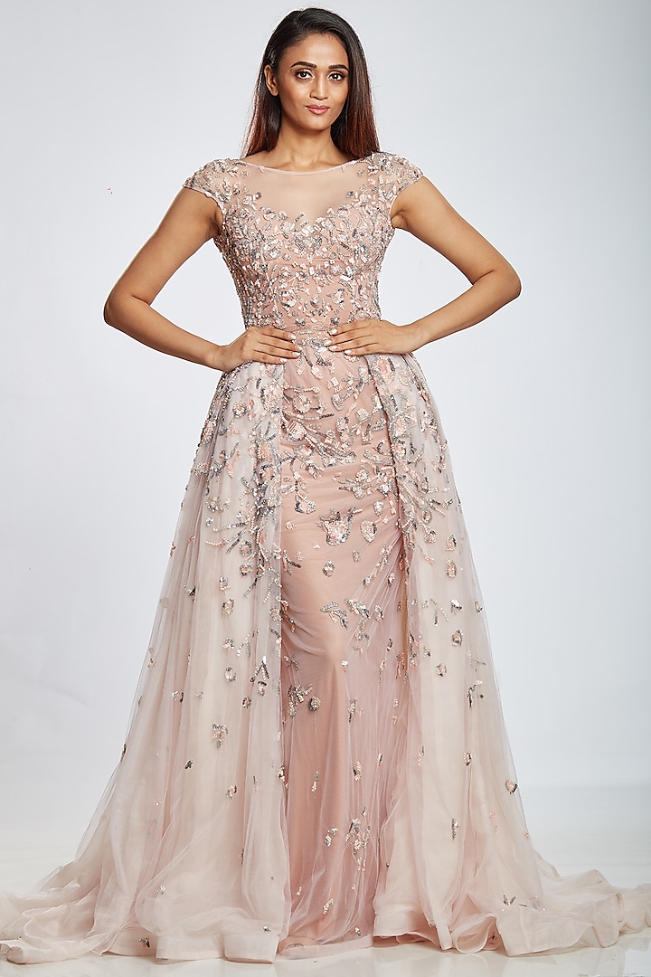 Lily Pink Overskirt Gown by Ohaila Khan