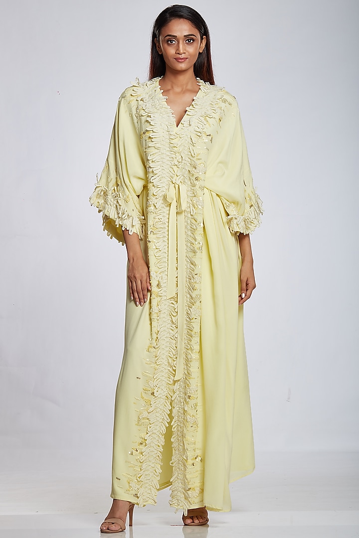 Lemon Yellow Organza Gown by Ohaila Khan