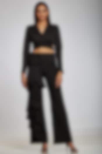Black Pants With Frills by Ohaila Khan at Pernia's Pop Up Shop