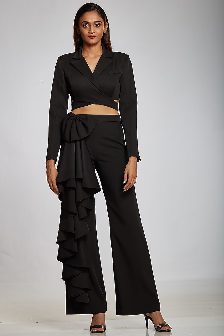 Black Pants With Frills by Ohaila Khan at Pernia's Pop Up Shop