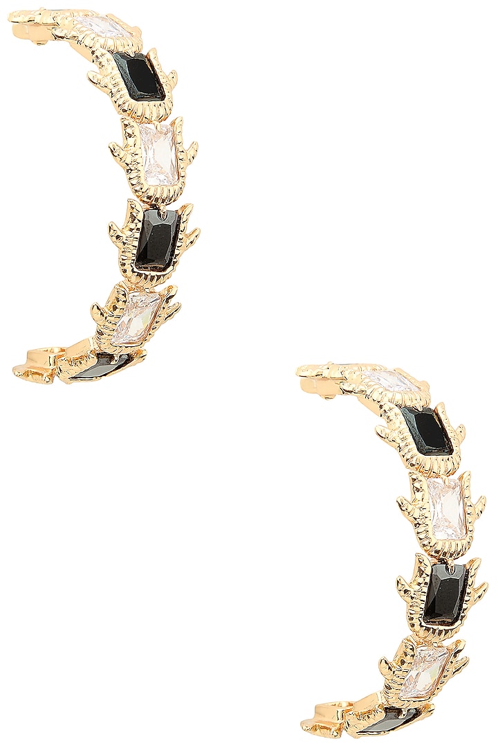 Rose Gold Plated Emerald Crystal Hoop Earrings by Outhouse