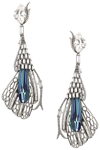 Gunmetal Plated Pinion Wing Shaped Earrings by Outhouse