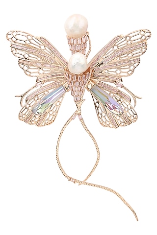 Rose Gold Plated Butterfly Brooch by Outhouse