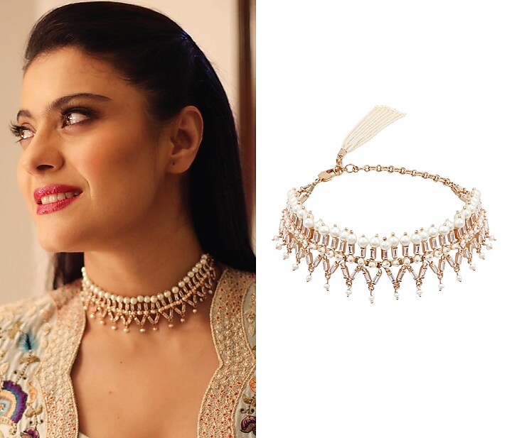 Rose gold plated pearls and swarovski crystal choker necklace available only at Pernia's Pop Up Shop.
