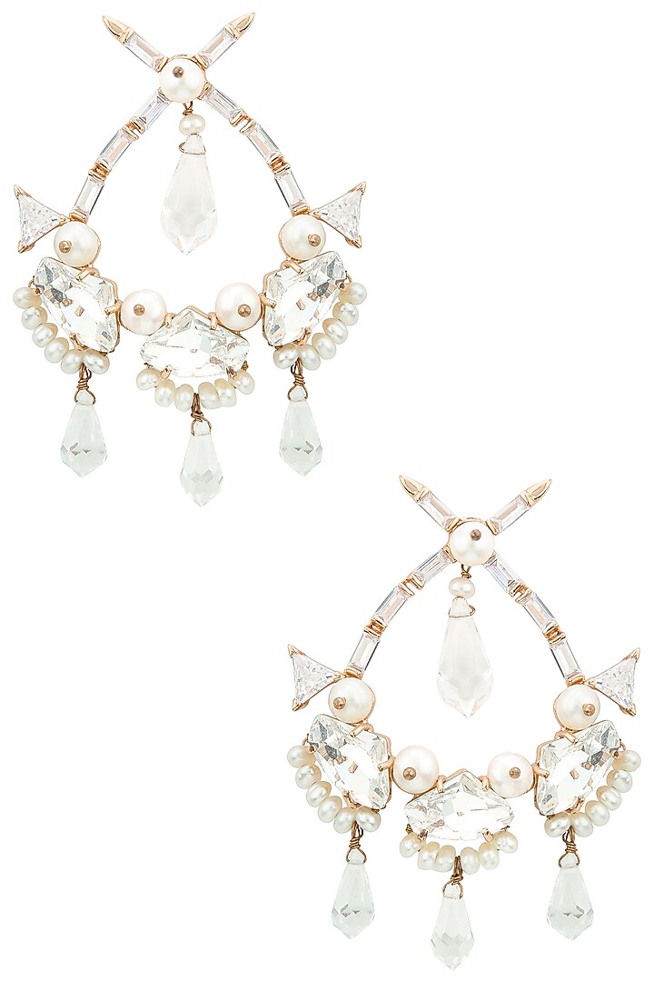 Rose gold plated pearls and swarovski crystal earrings available only at Pernia's Pop Up Shop.