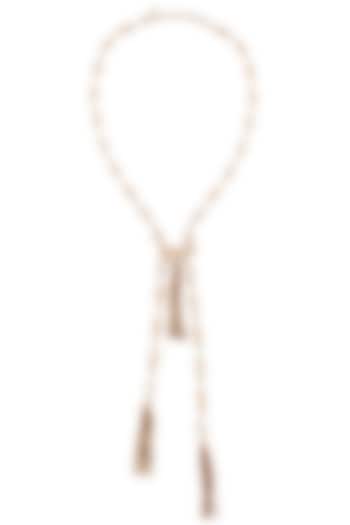 Rose gold plated crystal zircon tassel pendant necklace available only at Pernia's Pop Up Shop.