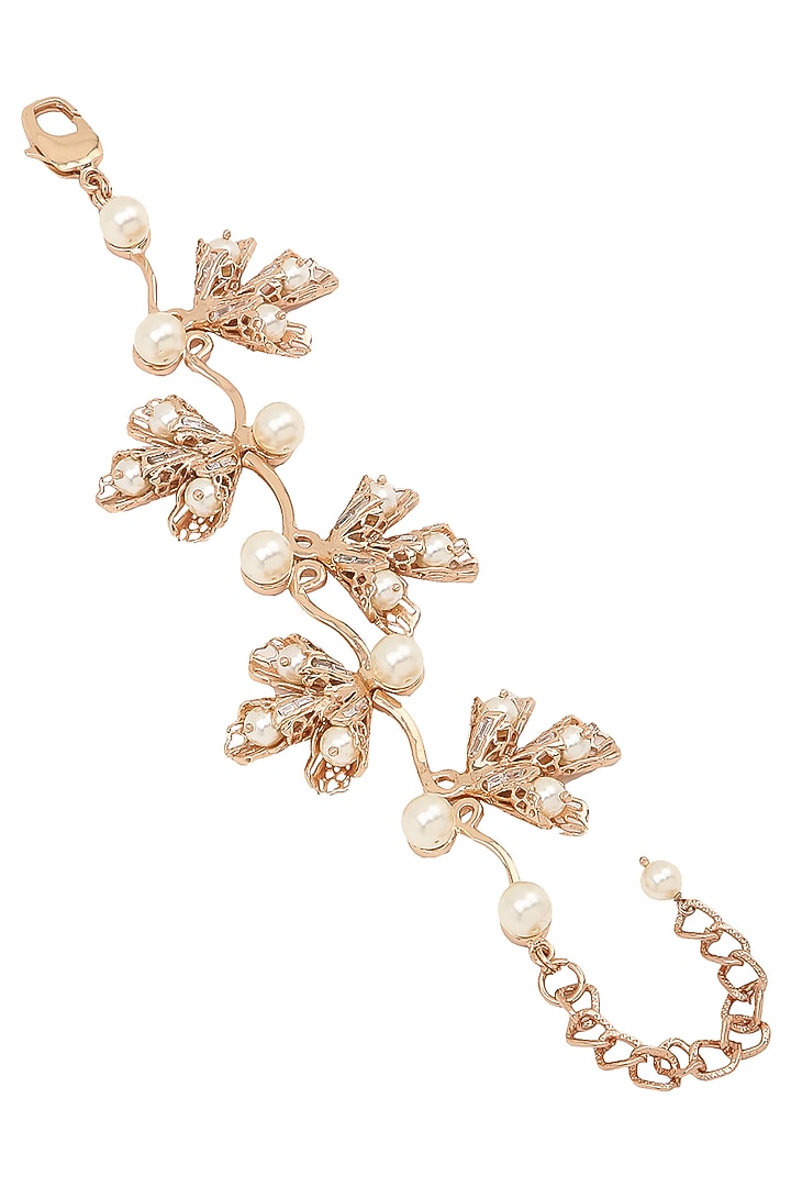 Rose gold plated crystal and pearl bracelet available only at Pernia's Pop Up Shop.