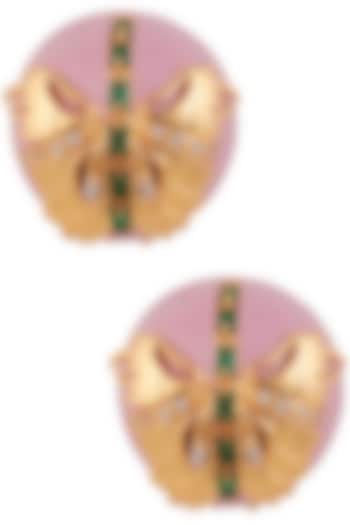 Gold Plated Papilio Blush Pink Stud Earrings by Outhouse
