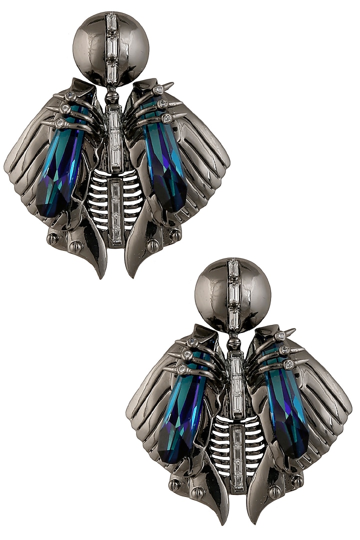 Gunmetal Chrysalis Stud Earrings by Outhouse