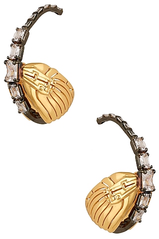 Gold and Gunmetal Dual Plating Instar Hoop Earrings by Outhouse