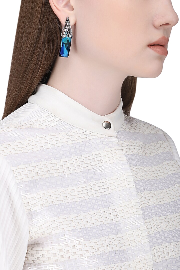 Gunmetal plated karner studded earrings available only at Pernia's Pop Up Shop.