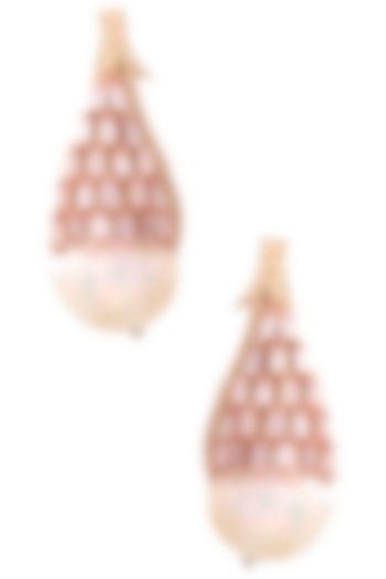 Rose Gold Plated Pearls Drop Earrings by Outhouse