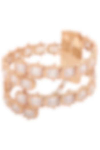 Rose Gold Plated Rose Cluster Handcuff by Outhouse