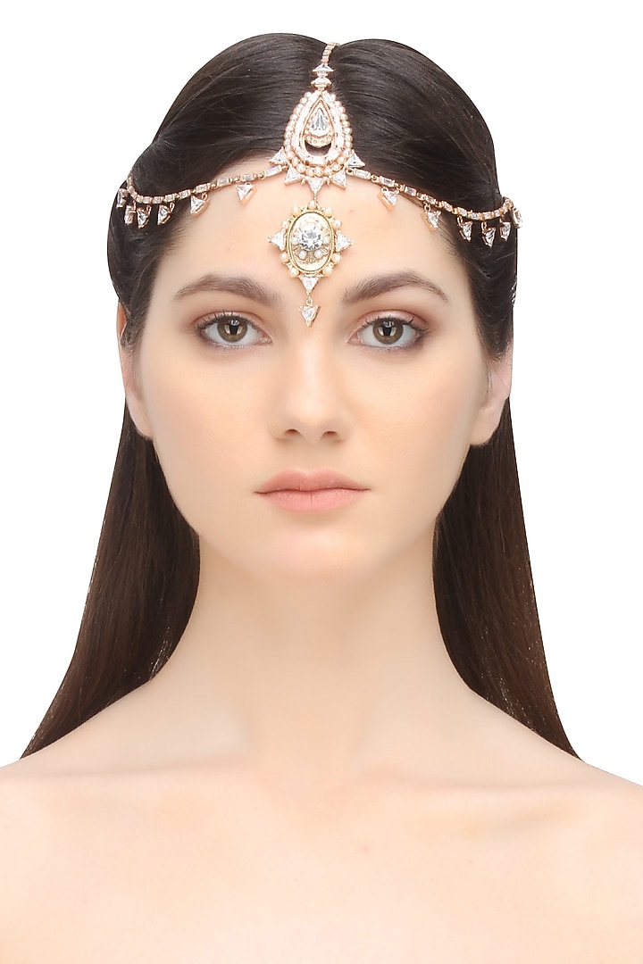 Rose gold plated jewel me headgear available only at Pernia's Pop Up Shop.