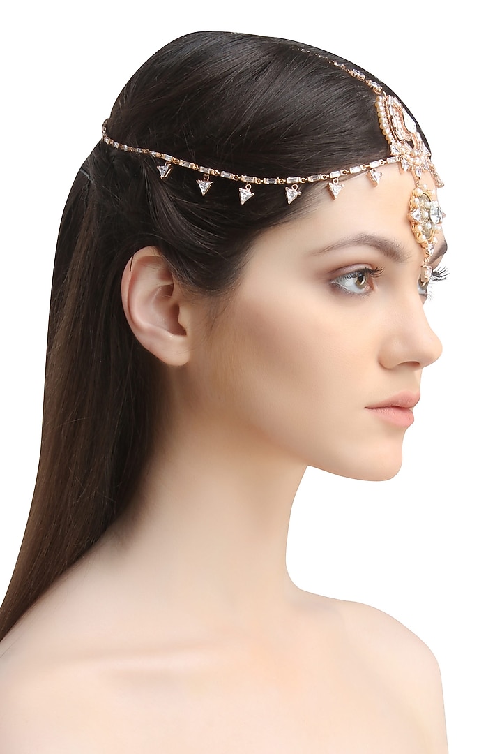 Rose gold plated jewel me headgear available only at Pernia's Pop Up Shop.