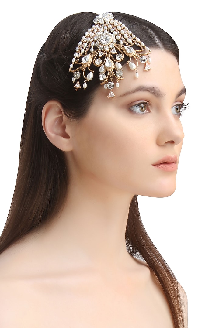 Rose gold plated trousseau headpiece available only at Pernia's Pop Up Shop.
