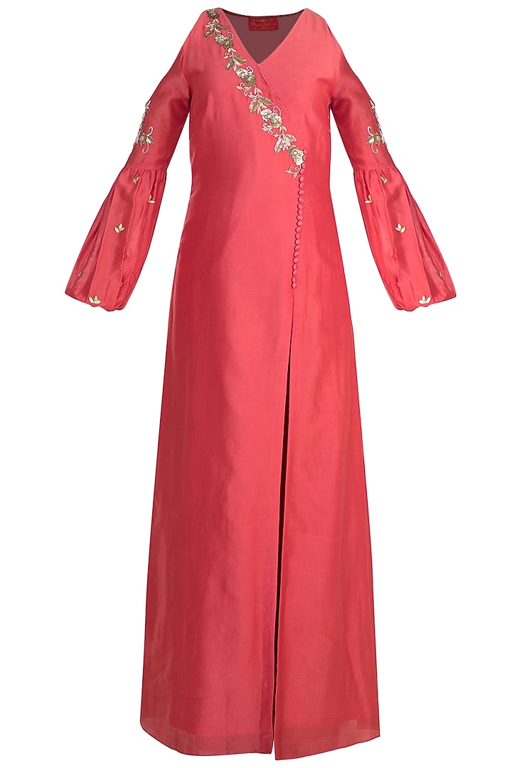 Tomato Red Angrakha Kurta Set by Ohaila Khan at Pernia's Pop Up Shop