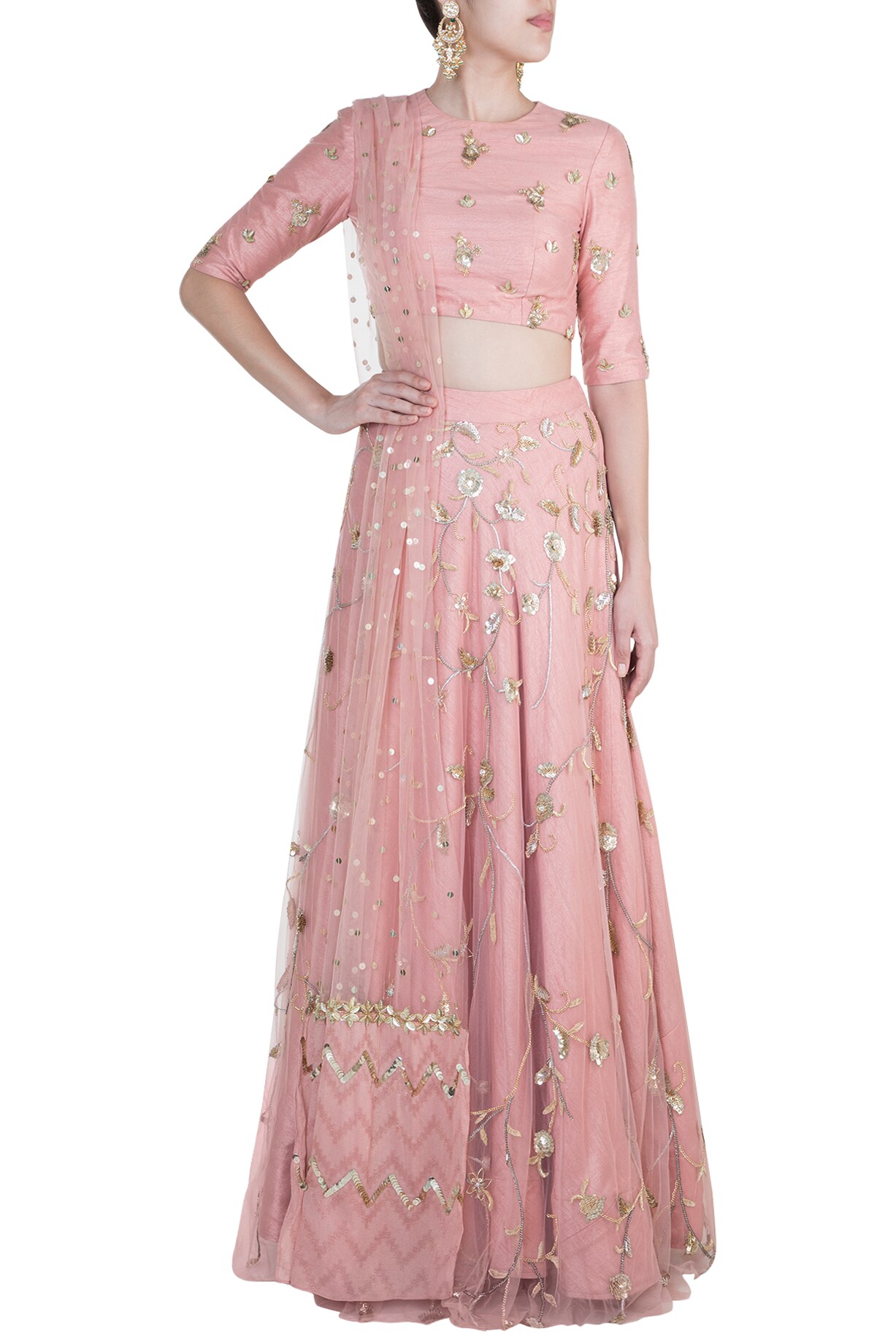 Rose Pink Jaal Embroidered Lehenga Set Design by Ohaila Khan at Pernia ...