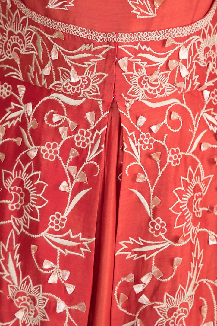 Red Embroidered Wedding Anarkali Kurta With Peshwa Jacket by Ohaila Khan at Pernia's Pop Up Shop