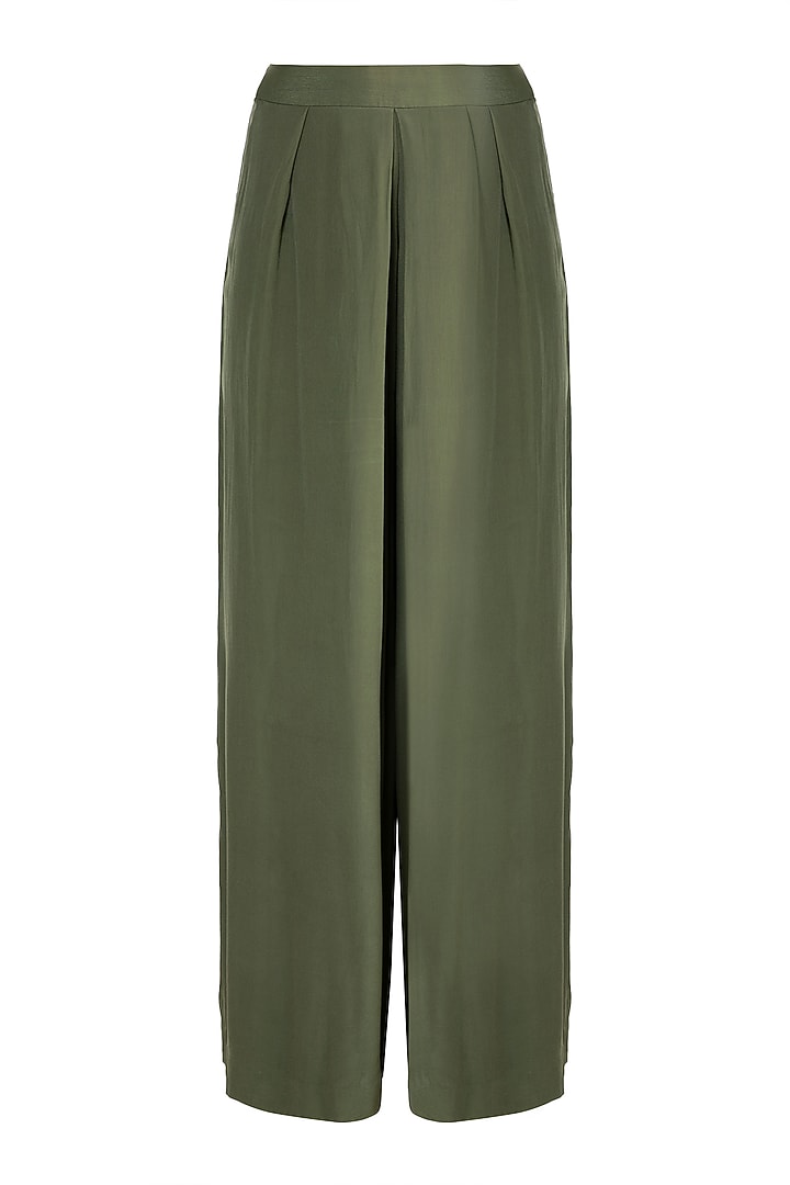 Olive Green Embroidered Jacket Kurta With Pants by Ohaila Khan at Pernia's Pop Up Shop