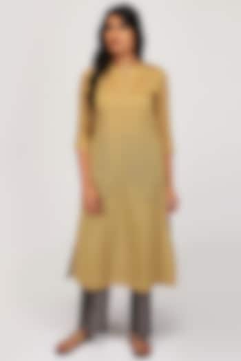 Gold & Grey Embroidered Kurta Set by OJA at Pernia's Pop Up Shop