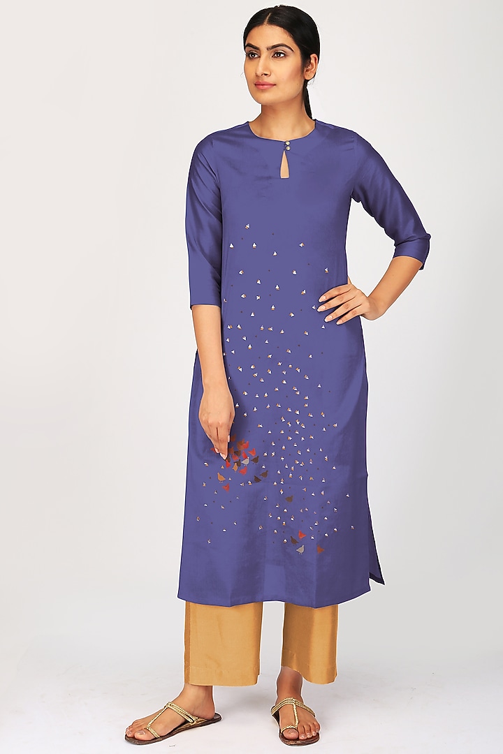 Purple & Mustard Embroidered Kurta Set by OJA at Pernia's Pop Up Shop